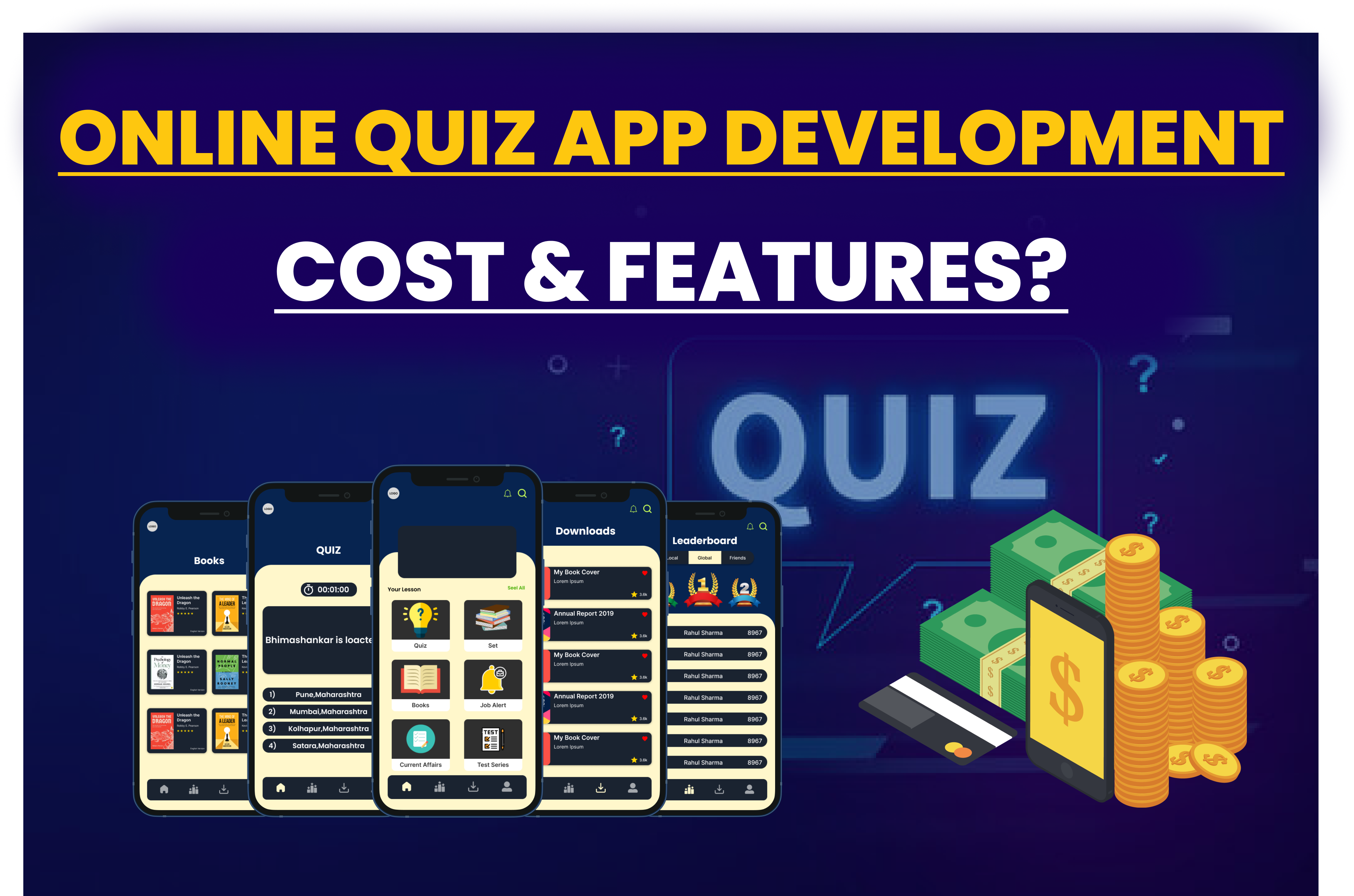 Online Quiz App Development Cost & Features | Quiz App vs Quiz Tournament App